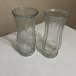 2 Glass Flower Vases