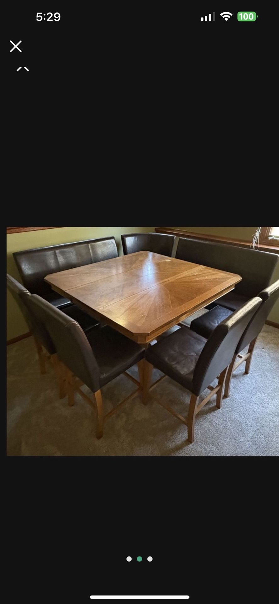 Kitchen Dining Room Bar Elevated Table W/ Chairs And Bench Seating UNIQUE BASE LOOK