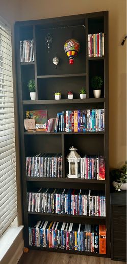 Large Dark Brown Bookcase / Media Shelf