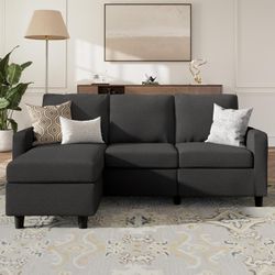 Modern Gray L-Shaped Sectional Sofa with Reversible Chaise – 78”