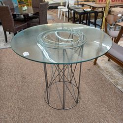 Concave Glass Top Metal Base Counter Height Bar Table