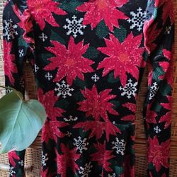 Womens Poinsettia Dress Sz. XS