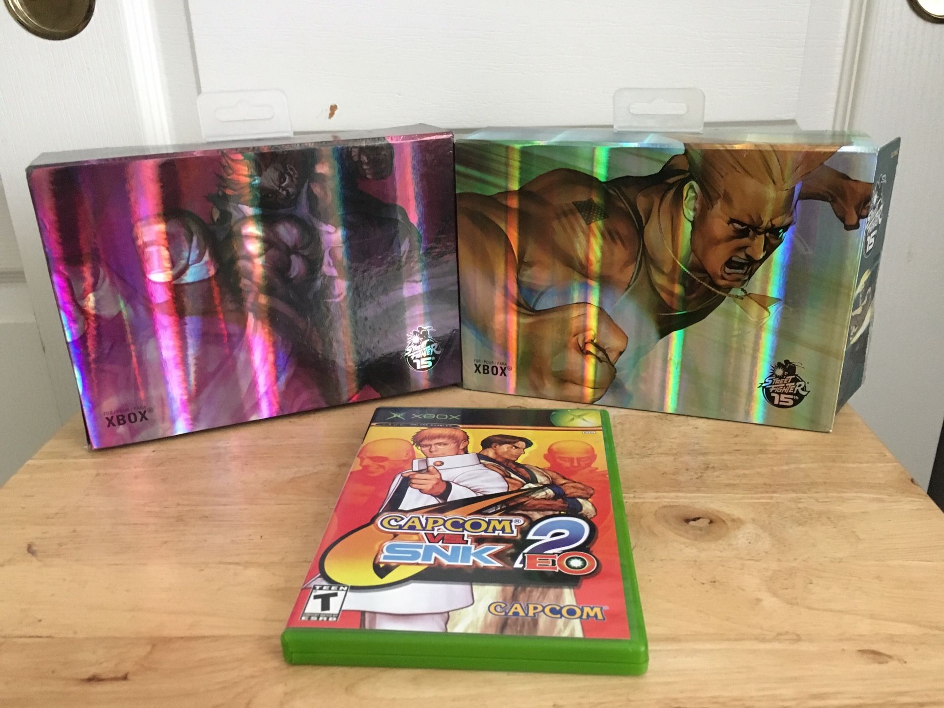 Capcom vs SNK 2 EO + Street Fighter 15th Anniversary Fight Pad bundle for Original Xbox - Complete