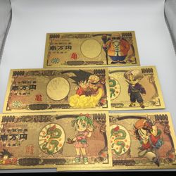 24k Gold Plated Dragon Ball Z Banknote Set
