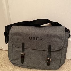 Gray messenger bag with the Uber logo Ashbury 17”x13”
