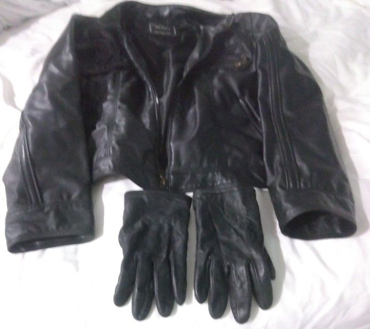 3X  Xoxo Leather Jacket With Leather Gloves 