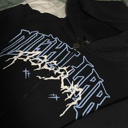 Pacsun Black and Blue Graphic zip up