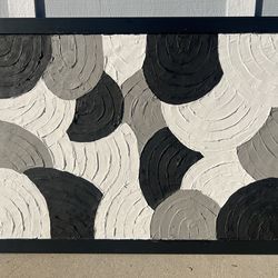 Large Modern Textured Art - Black & White