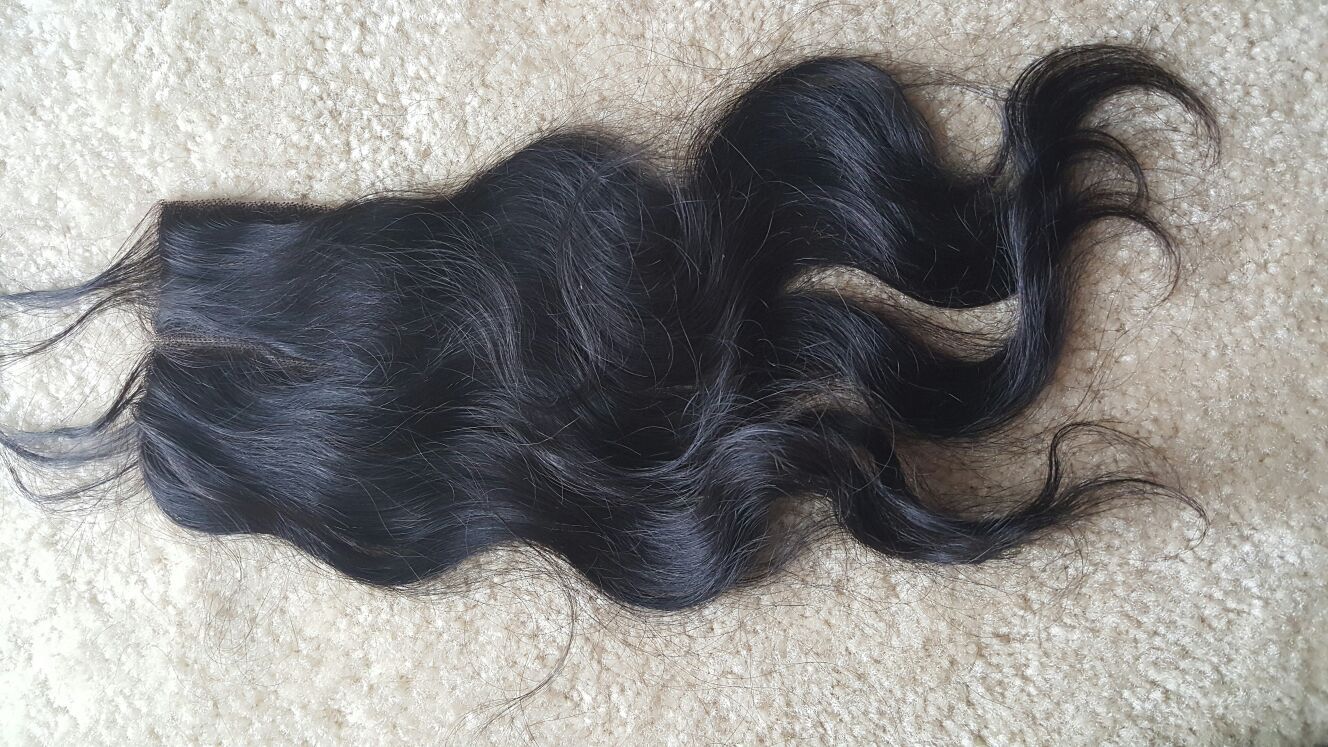 12" Brazilian human hair bodywave lace closure middle part with baby hair