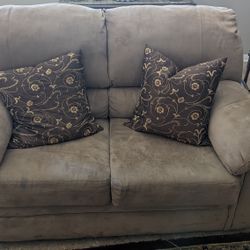 2 Piece Microfiber Couch Set With Recliner 