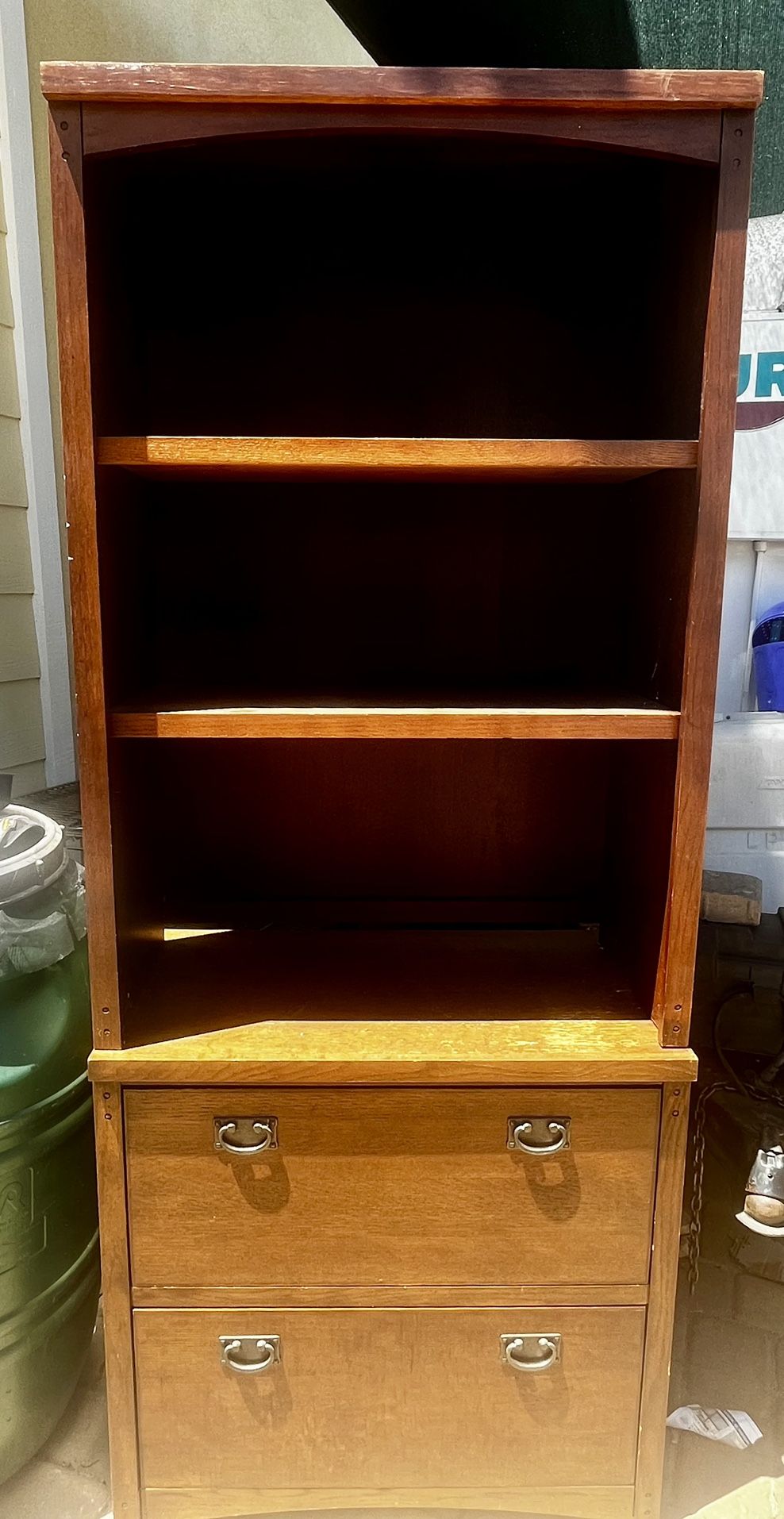 Wood Book Shelf and File Cabinet