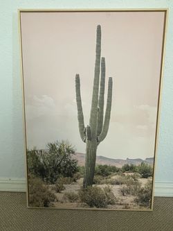 Desert Cactus Canvas Wall Art - Modern Southwest Decor