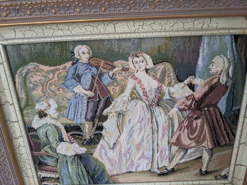 24x42 Antique Tapestry Wall Mirror French Art Nouveau