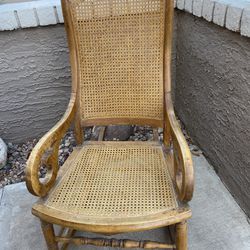 Antique Late 1900 Century Tiger, Maple Lincoln, rocking chair