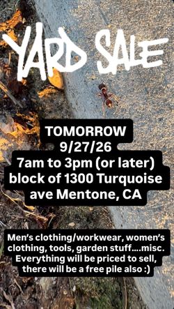 Yard sale Sunday 9/27/26