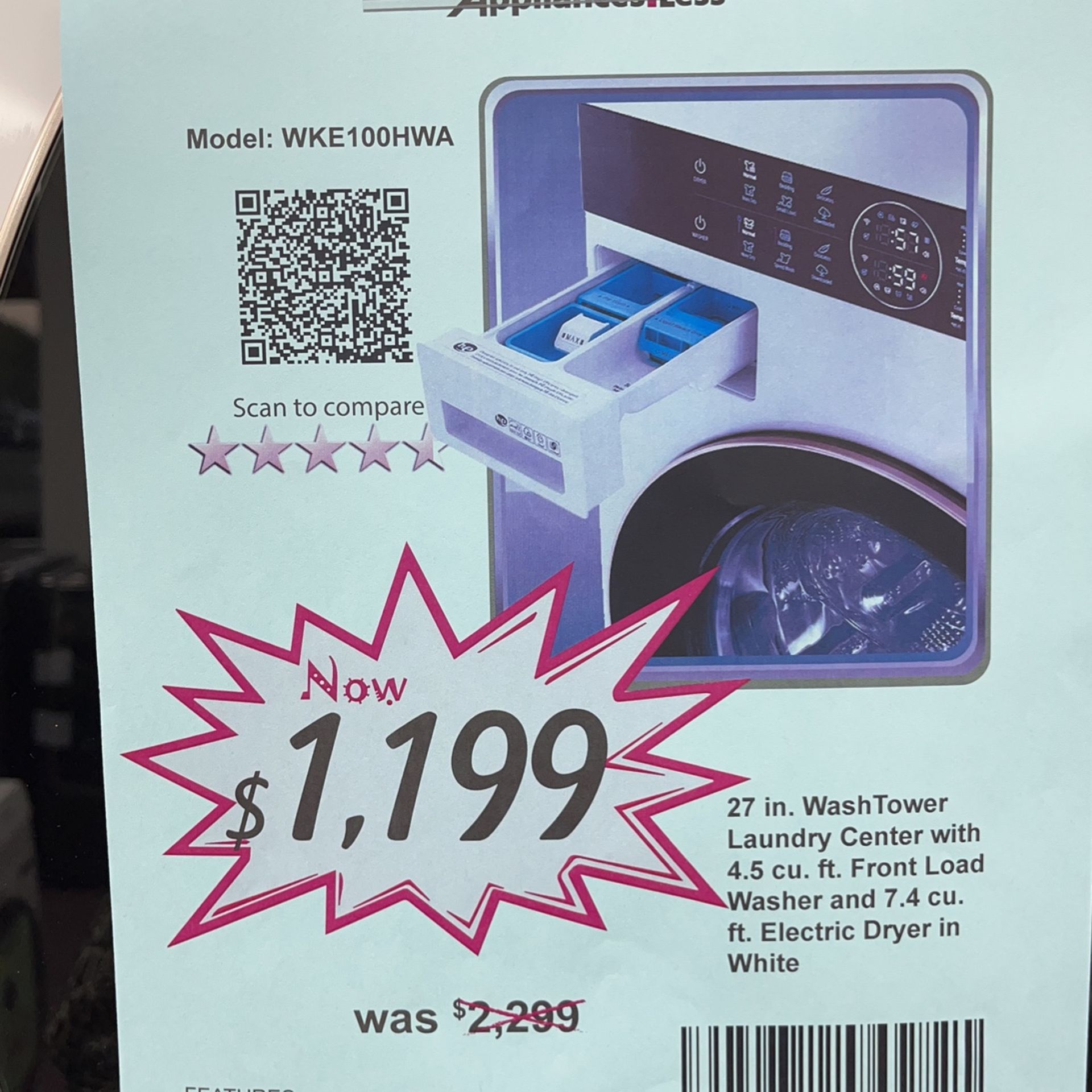 WashTower LG Open Box 27” WashTower With 1 Year Warranty