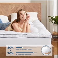 DLORE King Mattress Topper, Thick Pillow Top Pad for Back Pain Relief, Cooling Soft Mattress Cover with Deep Pockets 6-18 inch