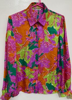 80’s Vintage David Hayes Silk Floral Blouse (size 10)