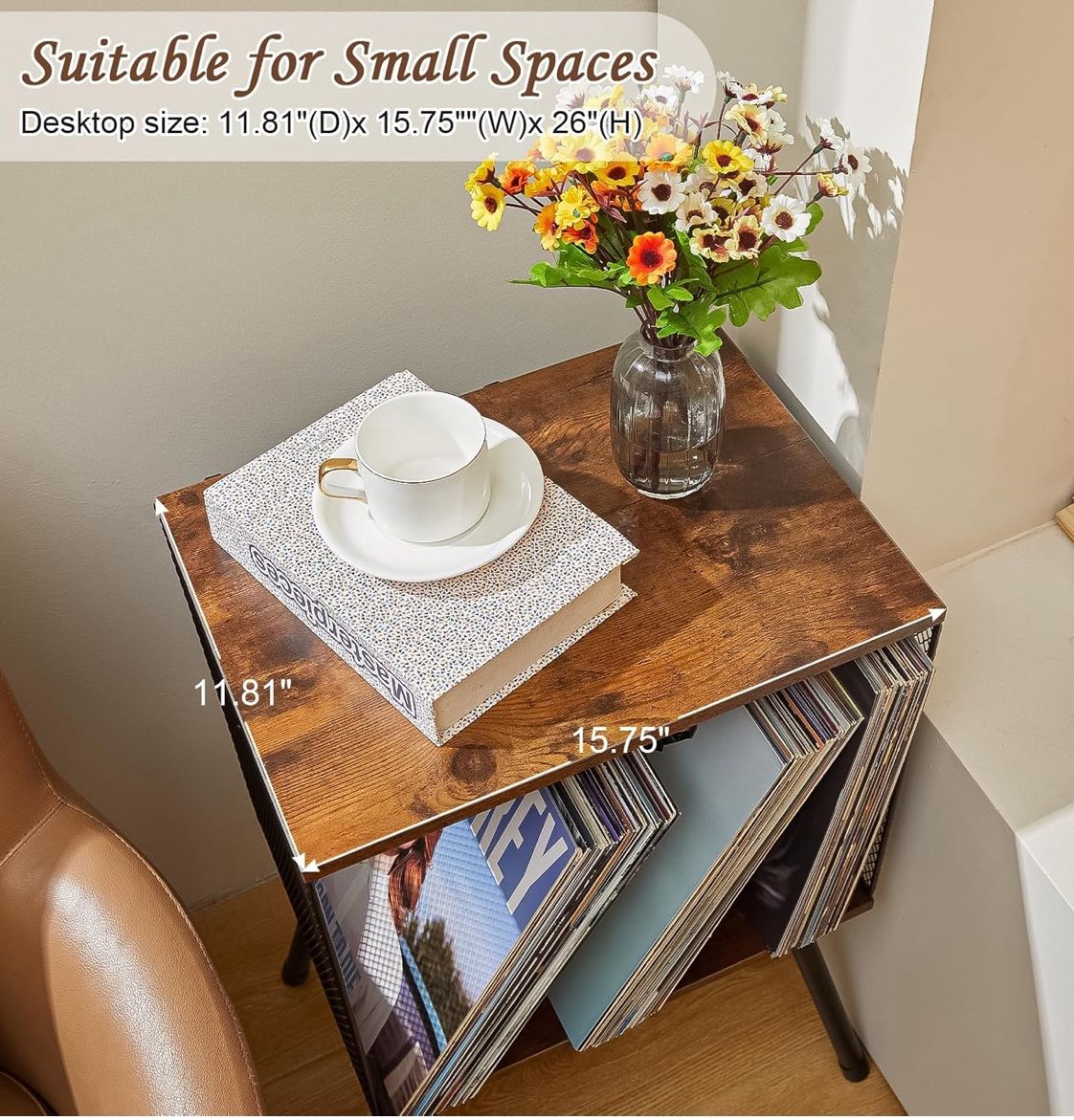 Record Player Stand with Storage, 