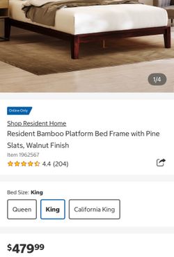Brand new Nectar king bamboo platform bed frame / bed base in walnut finish. Retail $479+tax