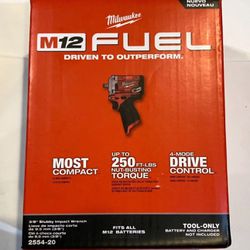 New Milwaukee M12 Stubby 3/8 in. Impact Wrench (Tool-Only)