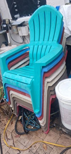 $15 each Adirondack Chairs pvc plastic resin comfy outdoor seating weather proof pool deck spa balcony patio porch garden lawn yard