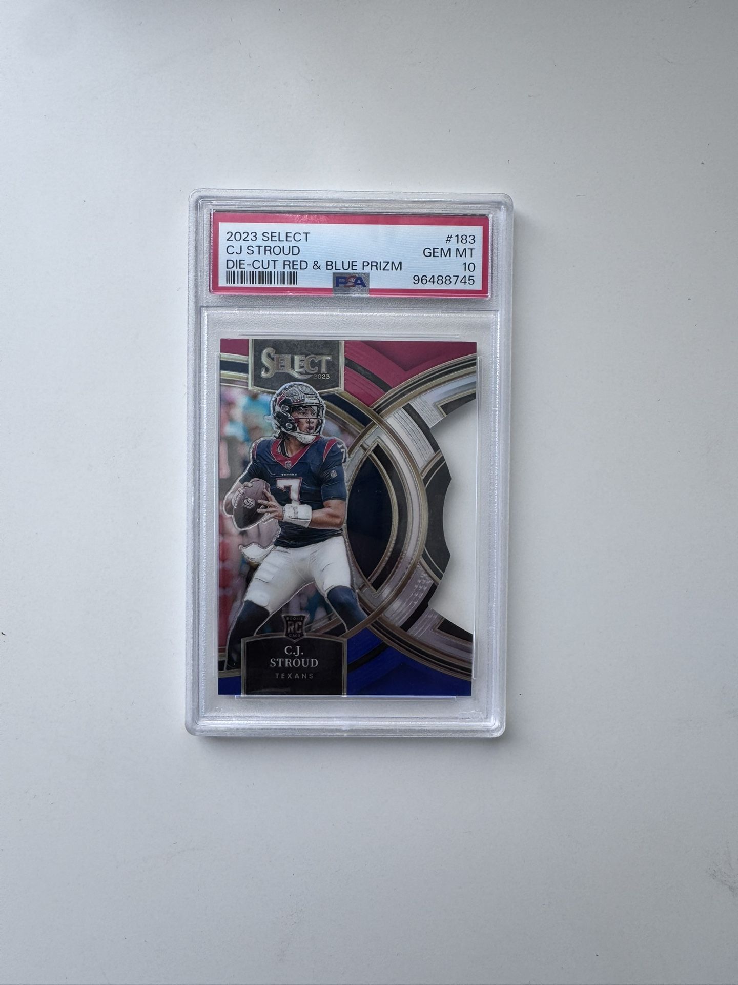 2023 Select CJ Stroud Red & Blue Die-Cut Prizm #183 Premier RC Rookie PSA 10