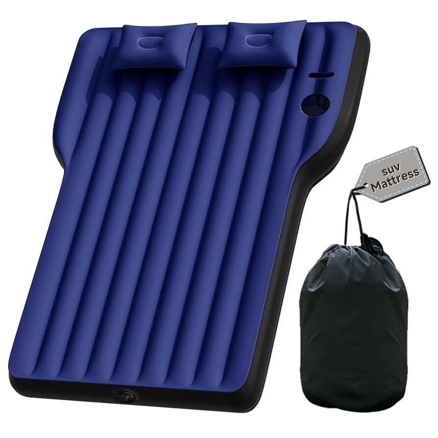 SUV Air Mattress: Inflatable Car Air Mattress for Camping, Portable Car Bed with Air Pump & 2 Pillows, Flocking Sleeping Pad Mattress for Home Car Tra
