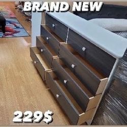 Brand New White&Grey 8 Drawer Dresser