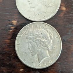 1922 And 1925 Peace Dollars 90% silver