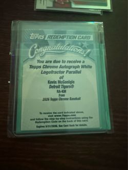 2026 Topps Chrome Kevin McGonigle Autograph Redemption Card /30 LOGOFRACTOR!