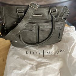Kelly Moore Grey Vegan Leather camera/ Laptop Bag