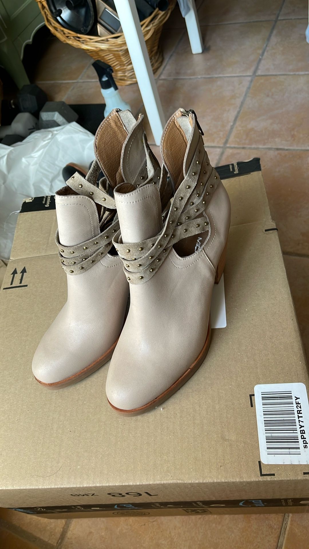 Beige Ankle Boots Size 10