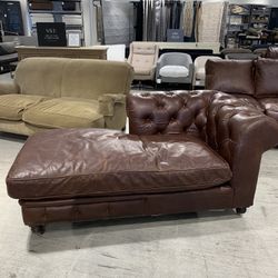 Restoration Hardware Tufted Leather Chaise 