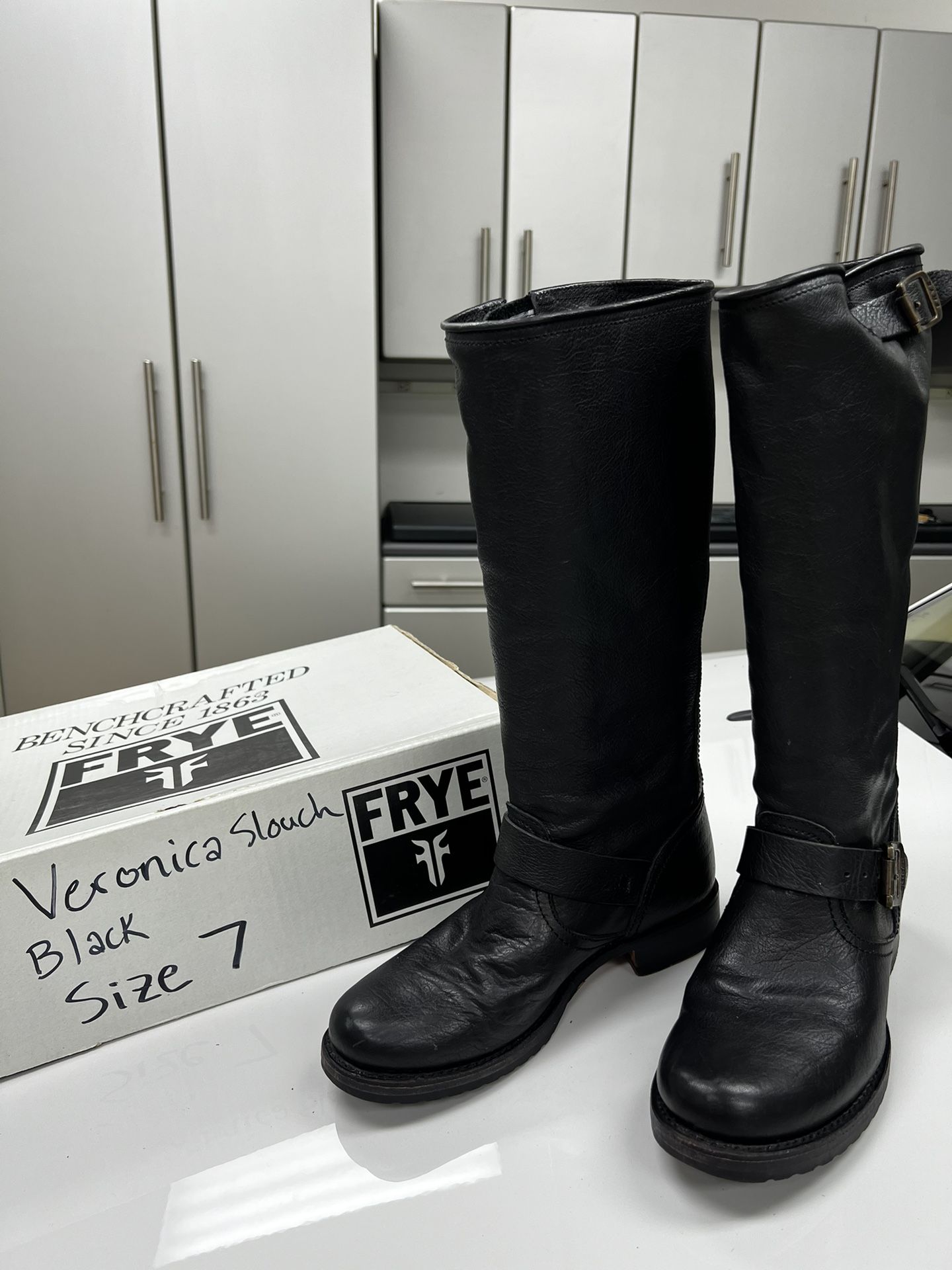 Frye Black Leather Boots Size 7