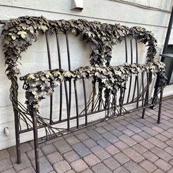 Magnificent Vintage Welded Metal King Size Grapevine Headboard & Footboard
