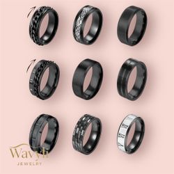 Luxury Black & Silver Stainless Steel Ring – Men’s | New