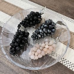 Beautiful Vintage Platter with Stone Grapes 