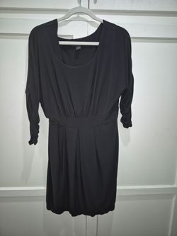 Black Draped Knee-Length Dress