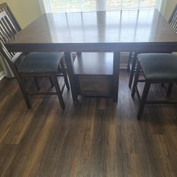 Solid Wood Dining Table And 4 Chairs 