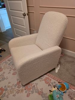 White Boucle Recliner Chair