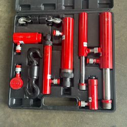 7pc Hydraulic Auto Body Frame Repair Hook Puller Pusher Ram 10T 4T 2 Porta Power