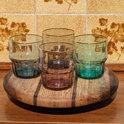 4pc Retro Multicolor Rocks Glasses 