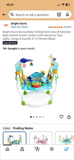 Disney Baby Finding Nemo Sea of Activities Baby Activity Center Jumper with Interactive Toys, Lights, Songs & Sounds, 6-12 Months (Blue)