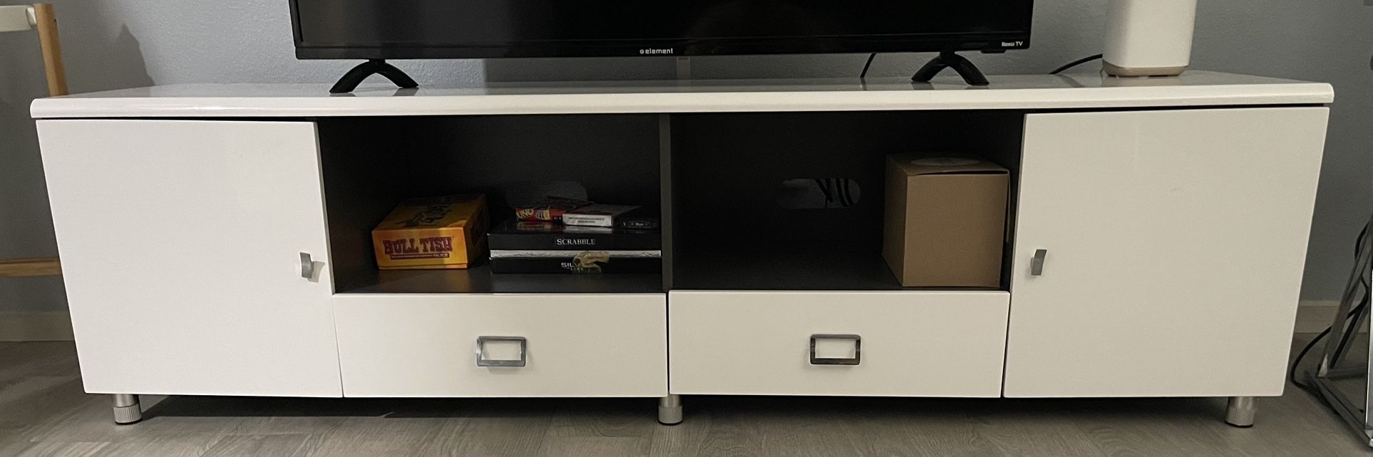 TV Console White Glossy