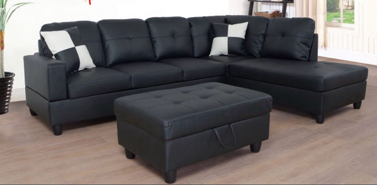 Black L Shape Couch 