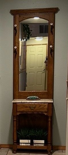 Solid oak entry coat tree