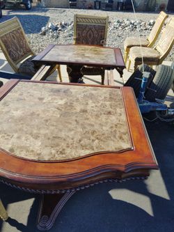 Hard wood dining table with 8 chairs