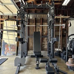 Smith Machine 400 | Adjustable Bench | 245lb Cast Iron Olympic Weights | 7ft Olympic Bar | Fitness | Gym Equipment | FREE DELIVERY/INSTALLATION 🚚 🛠️