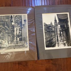 Vtg Pair Delafille Signed Ltd Ed Lithographs New Orleans French Quarter 16x20